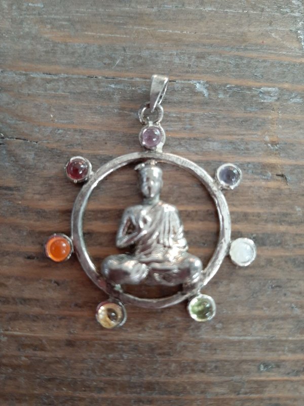 Chakra hanger boeddha zilver